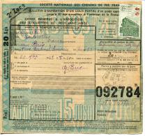 FRANCE - COLIS POSTAUX N° 206 / BULLETIN DE MORTEROLLES LE 20/9/1943 POUR PARIS - SUP - Briefe U. Dokumente