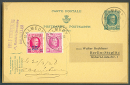 E.P. Carte 35 Centimes Houyoux Trilingue + Complément 30 Cent. + 35c.s/40c. Obl. Sc MALMEDY (canton D El'Est) Du 21-3-19 - Briefkaarten 1909-1934