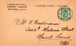 Belgium Old Card Mailed To USA - Brieven En Documenten