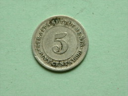 1899 - STRAITS SETTLEMENTS - 5 CENTS / KM 10 ( Uncleaned Coin / For Grade, Please See Photo ) !! - Colonias