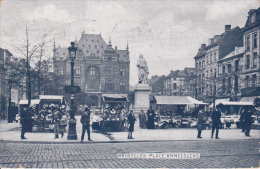 Bruxelles.  -  Place Anneessens;  Prachtige Kaart 1908  Nessonvaux - Markten