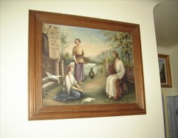 1927  FURST   "Jésus ,Marthe Et Marie ? " Grande  Huile Sur Toile - Oils