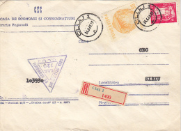 BANK ADVERTISING ,COAT OF ARMS, ATOM ENERGY PLANT, STAMPS ON REGISTERED SPECIAL COVER, 1968, ROMANIA - Briefe U. Dokumente