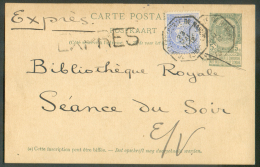 N°60 En Affranchissement Complémentaire Sur E.P. Carte 5 Centimes Obl. Télégraphique BRUXELLES (PORTE DE NAMUR) * (sans - Postcards 1871-1909