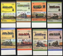 ST.VINCENT-GRENADINES = TRAIN LOCOMOTIVES Imperforated X16 STAMPS =LARGE MARGINS (5d045) - St.Vincent & Grenadines