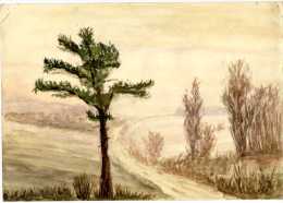 GUESTENSETH  ALLEMAGNE  HIVER 1943 / 44  AQUARELLE DE A MARMIE - Watercolours