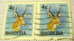 Rhodesia 1974 Reedbuck 4c X2 - Used - Rhodésie (1964-1980)