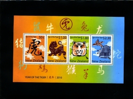 NEW ZEALAND - 2010  YEAR OF THE TIGER  MS  MINT NH - Blocs-feuillets