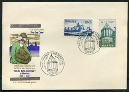 Turkey 1957 The Birth Of Mevlana, 750th Anniv. | Green Dome, Tomb Of Mevlana, Historic Site, Museum Mi 1536-1537 FDC - FDC