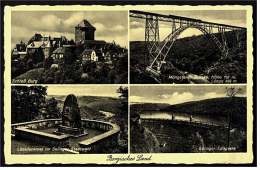 Bergisches Land  -  Solinger Talsperre , Schloss Burg , Lönsdenkmal , Merhrbild- Ansichtskarte  Ca.1935    (2231) - Solingen
