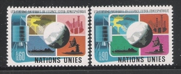 NAZIONI UNITE GINEVRA - 1975 - 2 VALORI NUOVI STL EMISSIONE: UTILIZZO PACIFICO DELLO SPAZIO - IN OTTIME CONDIZIONI. - Unused Stamps