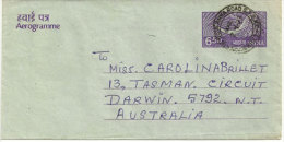 Aerogramme Posté  A Madras Vers Darwin, Australie - Aerogramas