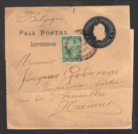 ARGENTINE 1902 EP Journal Avec Affr. Complémentaire Pour La Belgique - Postal Stationery