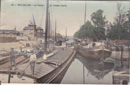 Bruxelles.  -  Le Canal Et L' Allée Verte  1909 - Prachtige - Gekleurde - Fotokaart-scheepsvaart - Nahverkehr, Oberirdisch