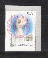 Vaticano 2011-Beatificacion Del Papa Juan Pablo II-sello Usado Con Fragmento-Vatican Vatikan Vaticaan - Usati