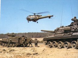 (515M) Aviation - French Air Force - Armée De L´Air Francaise - Helicopter Alouette III And AMX Tank - Hélicoptères