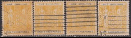 New Zealand Used 1940-1958, Multiple  Star,  Fiscal, 4 Diff., Colour Of 1s3d, - Post-fiscaal