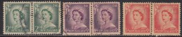 New Zealand Used 1953, Pair, 3v  QE II Series, - Usati