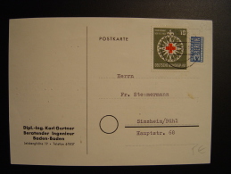 ALLEMAGNE FEDERALE BUND 1953 BADEN - BADEN SINZHEIM BÜHL NOTOPFER CROIX ROUGE DUNANT RED CROSS ROTES KREUZ - Covers & Documents
