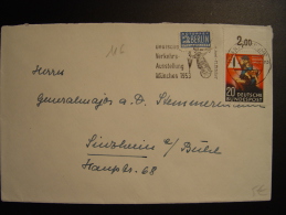 ALLEMAGNE BUND No. 162  1953 KARLSRUHE Pour BADEN-BADEN SINZHEIM BÜHL - Storia Postale