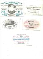 CARTE PORCELAINE - 5 CARTES PETIT FORMAT - CHAPEAUX - VINAIGRE - LINGERIES ...LIEGE - BRUXELLES ANVERS - Cartes Porcelaine