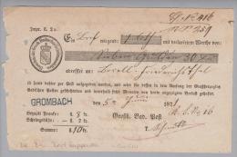 Heimat De BW Grombach(Bad Rappenau) 1871-06-06 Bl/sw Einlieferungsschein - Prephilately