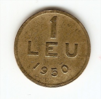 1 LEU - 1950 - REPUBLICA POPULARA ROMANA; ROMANIA--FLAT EDGE;THE ENGRAVER'S NAME: M. IONASCU - Roumanie