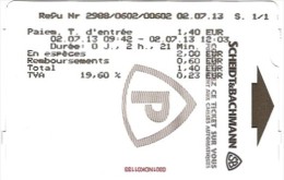 Ticket-reçu De Parking - Angoulême [parc Du Champ De Mars] - Scheidt & Bachmann (02-07-2013) - Other & Unclassified