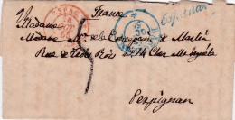 00958 Carta Barcelona A Perpignan 1855 - ...-1850 Prephilately