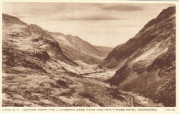 Looking Down The Llanberis Pass From The Pen-y-Pass Hotel, Snowdonia   -   Postcard - Caernarvonshire