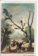 Carte Postale Format 160 X110mm En SOIE TISSEE BRODEE Tableau De GOYA- ART-PEINTURE-"l'escarpolette-Balançoire- - Peintures & Tableaux