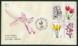 Turkey 1980 Flowers, Plants Of Turkey | Tulip, Ephesian Bellflower, Angora Crocus, Orchis Anatolica Mi 2525-2528 FDC - FDC