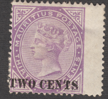 Mauritius 1891  Q.Victoria  2c On 38c  SG121  MH - Mauritius (...-1967)