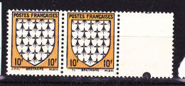 FRANCE N°573 10F BRETAGNE SIGNATURE TRONQUEE EL POUR PIEL  PAIRE TENANT A NORMAL NEUF SANS CHARNIERE - Unused Stamps