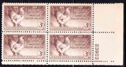 USA - 1948 - Poultry Industry Issue - Control Block - Plate 23906 - Unused Stamps