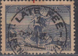 "LATE FEE" Postmark On 3d Used, Australia 1936, Amphitrite &  Submarine Telephone Link, Cable, Telecom, Mythology, - Used Stamps