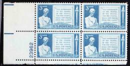 USA - 1948 - Gettysburg Address Issue - Control Block - Plate 23965 - Unused Stamps