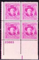 USA - 1948 - Joel Chandler Harris Issue - Control Block - Plate 23883 - Unused Stamps