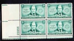 USA - 1948 - Juliette Low Issue - Control Block - Plate 23956 - Unused Stamps