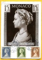 MONACO : Princesse Grace Kelly. Carte Maximum.Ayant Circulée En 1958  -stamps - Premiere Jour Emisssion 11 -5 -57 - Palais Princier