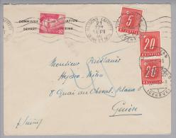 Schweiz Porto 1946-09-23 Brief Aus Frankreich Taxiert 45Rp. Porto - Postage Due