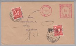 Schweiz Porto 1951-02-13 Zürich23 50Rp. Brief Aus London - Strafportzegels