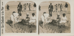 France, Enfants, Mer, Chateau De Sable, 81-3660 - Stereoscopi