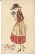 Femme Et Son Chien - Illustrateur RIGHT - Mauzan, L.A.