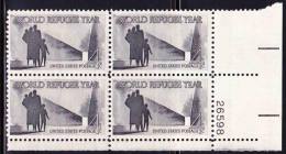 USA - 1960 - World Refugee Year Issue - Control Block - Plate 26598 - Other & Unclassified