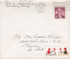 United States PASADENA Calif. 1959 Cover Brief HURON South Dakota Christmas Seal 3-Sided Pair Tuberkulose Tuberculosis - Lettres & Documents