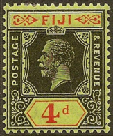 FIJI 1922 4d Black + Red/yell KGV SG 235 HM YY351 - Fidschi-Inseln (...-1970)