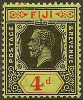 FIJI 1922 4d Black + Red/yell KGV SG 235 HM YY351 - Fiji (...-1970)