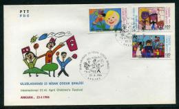 TURKEY 1986 FDC - International 23rd April Children's Festival, Michel #2735-37; ISFILA #3129-31; Scott #2342-44. - FDC