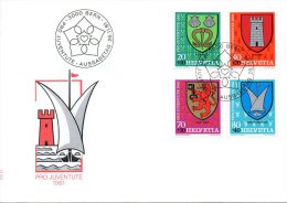 SUISSE. N°1139-42 Sur Enveloppe 1er Jour (FDC) De 1981. Armoiries. - Omslagen